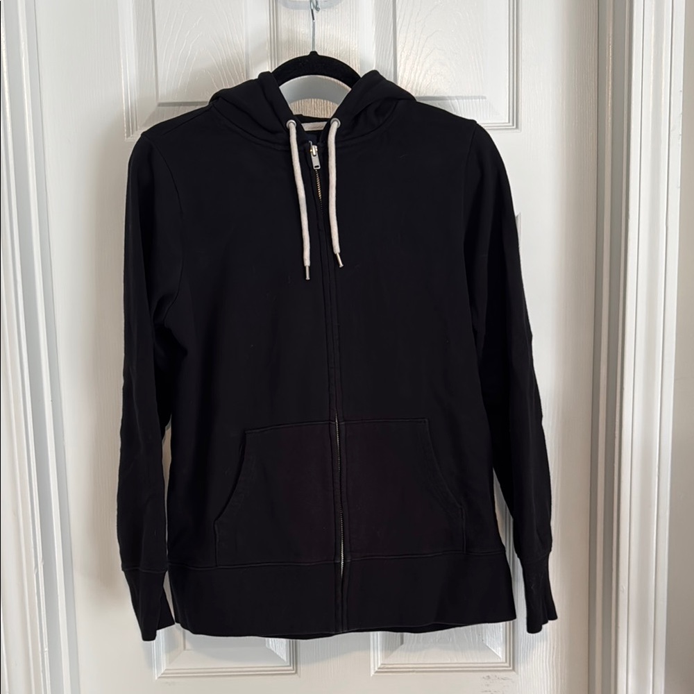 GAP  Womens Black zip-up Hoodie with white Drawstrings- Medium